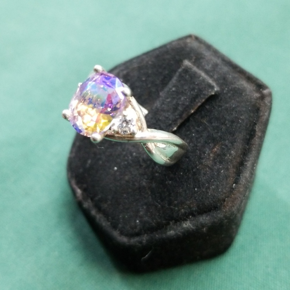 Sterling rainbow CZ ring - Picture 3 of 5